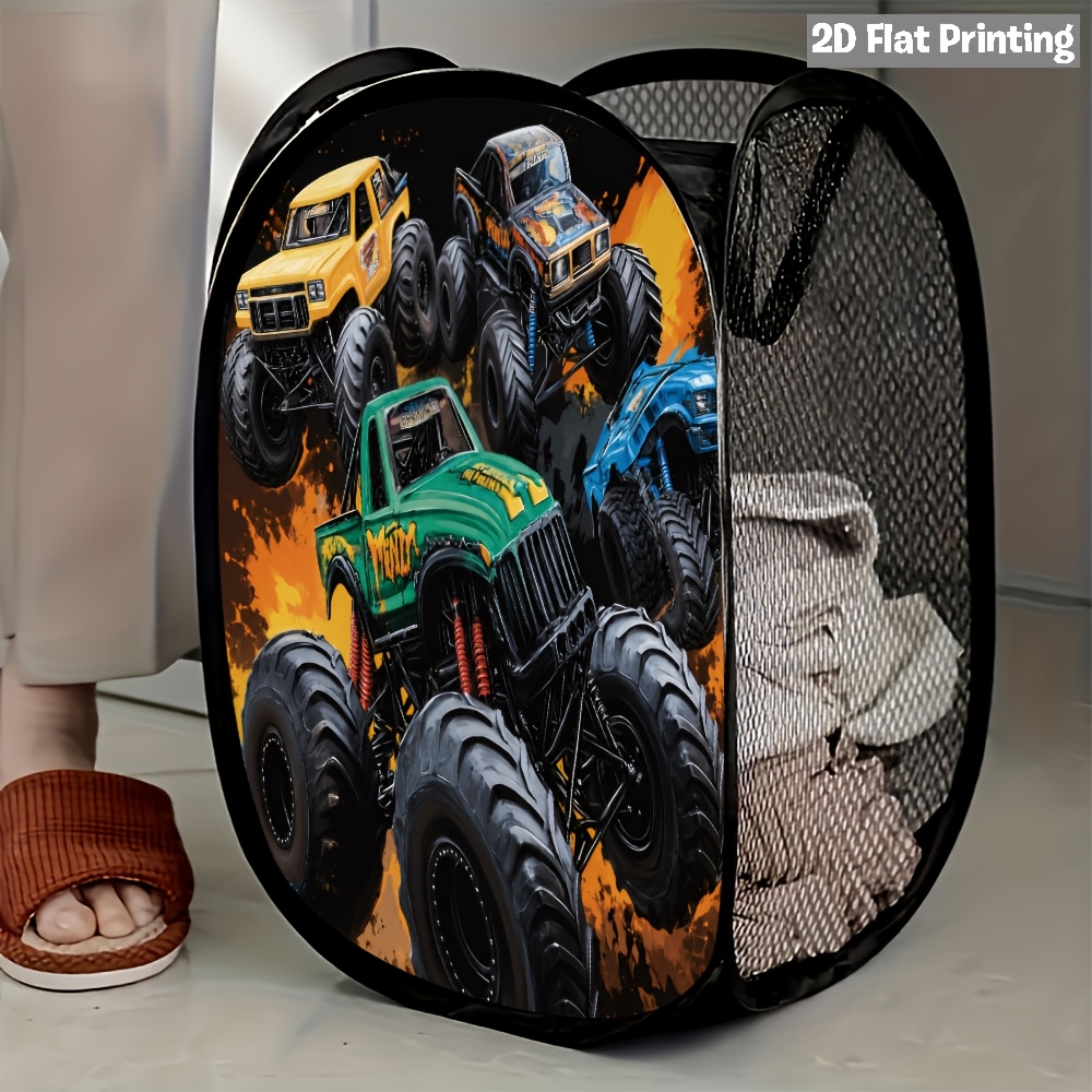 TEMU Panier à linge 2D plat 1pc Camion Monster Puissant en - Motif Robuste pour un Rangement et une Organisation Faciles dans ou Votre Bureau