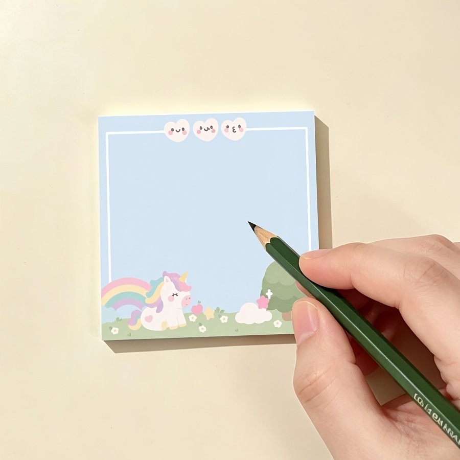 Cute Unicorn Rainbow Memo Pad with Cloud Design