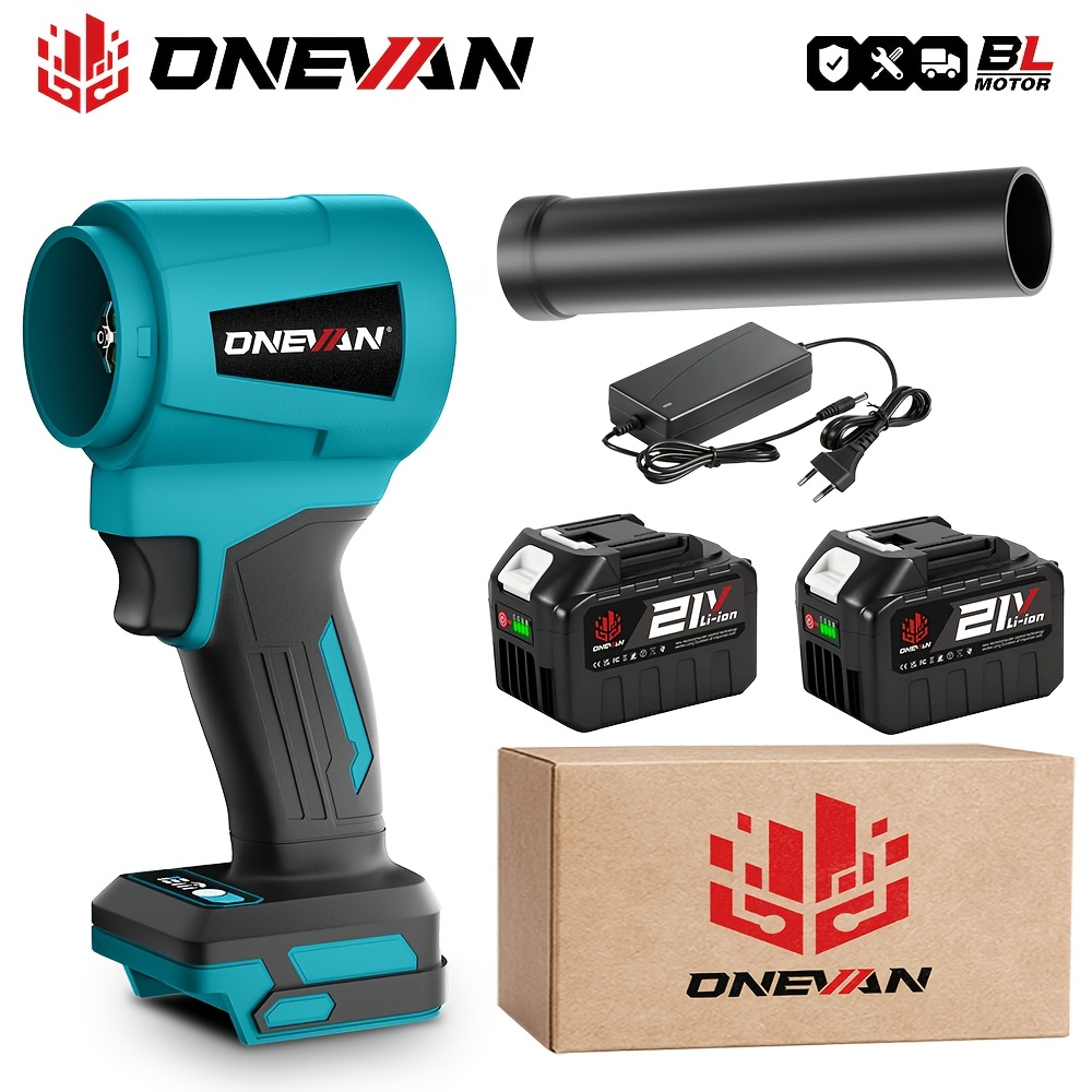 Image of Brushless Electric Turbine Blower Set, Long-tube 3-speed Adjustable Jet Fan Dust Blower, Power Tool For Blowing Away Leaves, Snow, And Dust, Compatible With Onevan Batteries