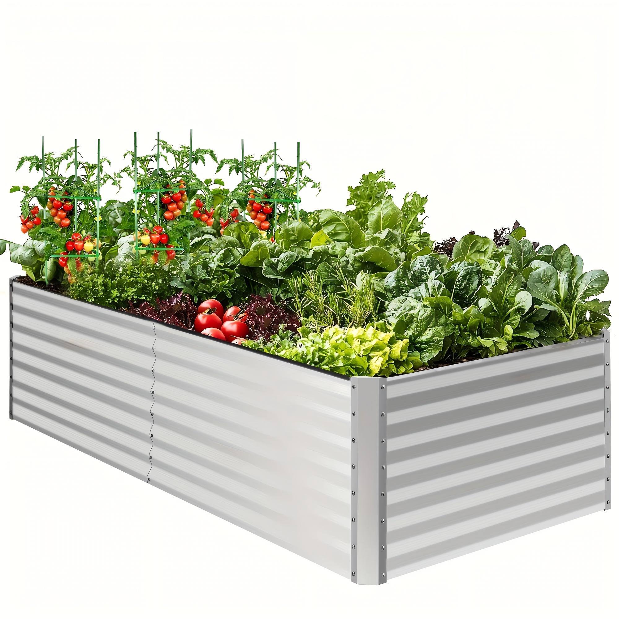   raised garden bed   x 2ft elevated galvanized planter box stand with 3 ground stakes rubber outdoor above ground planter extra large garden box kits for garden patio backyard