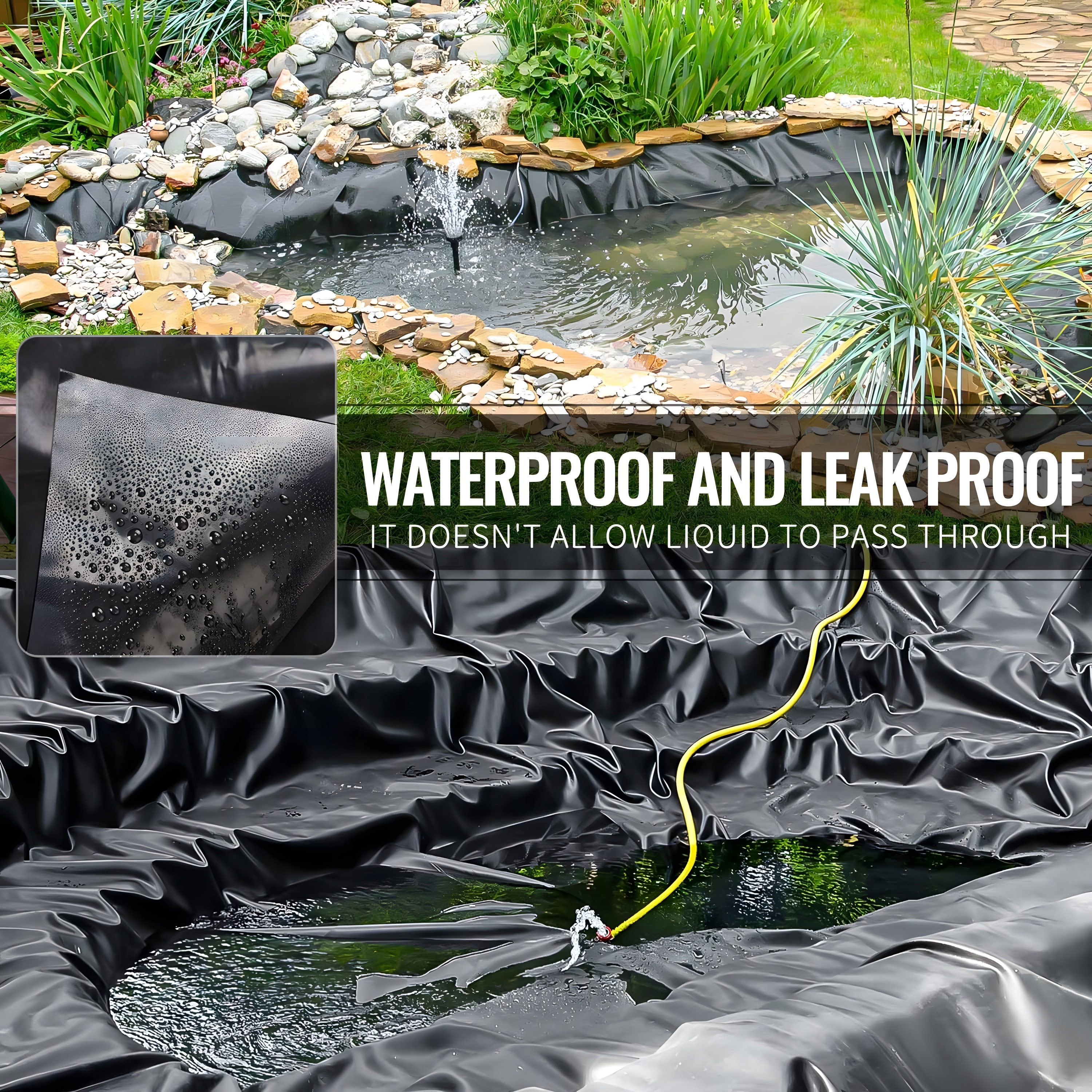 Rubber Liner VEVOR Pond Liner 10 X 15 Ft 45 Mil Thickness Pliable EPDM ...