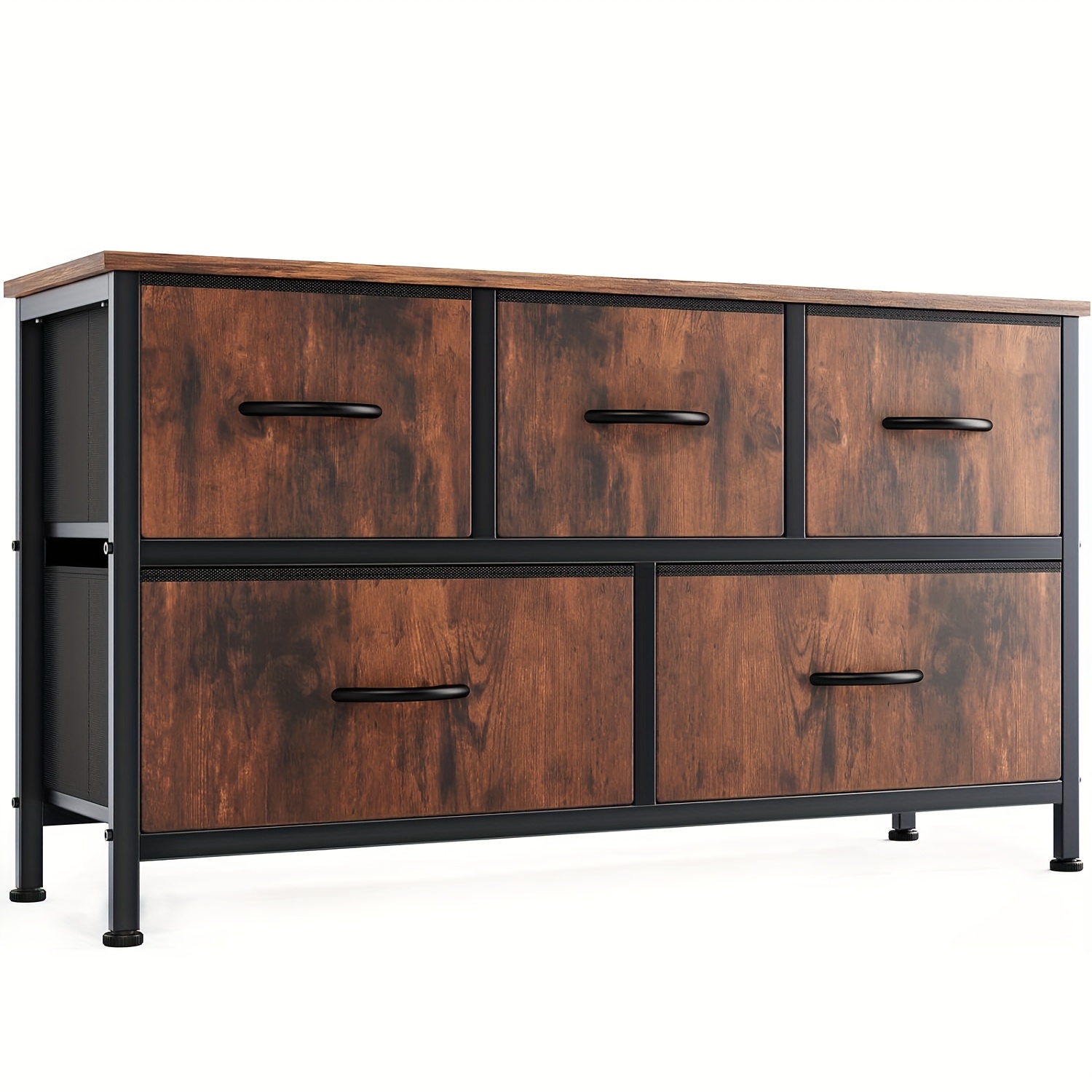 TEMU Chest Of Drawers, Wardrobe, 5 Fabric Drawers With Handles, Metal Frame,