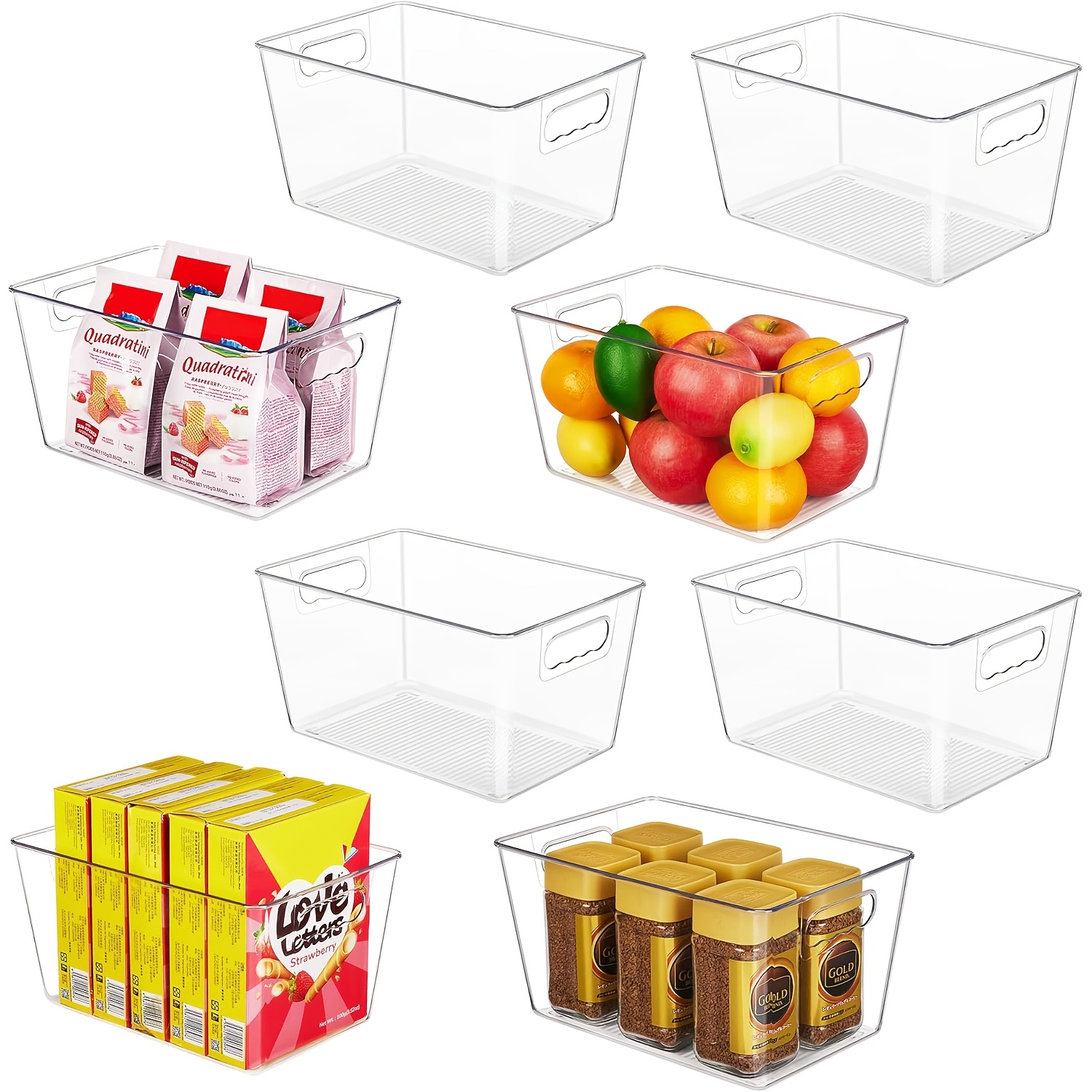 TEMU Clear Plastic Storage Bins, 8 Pack Pantry Organizer Bins With Handle For Kitchen, Freezer, Cabinet, Closet Organization And Storage