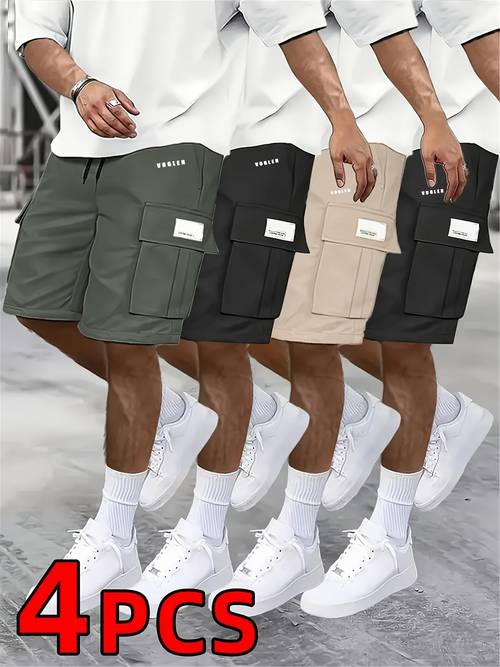 4pcs mens loose fit workwear shorts with large pocket 5 pocket casual athletic outdoor shorts suitable for gym basketball summer training pants