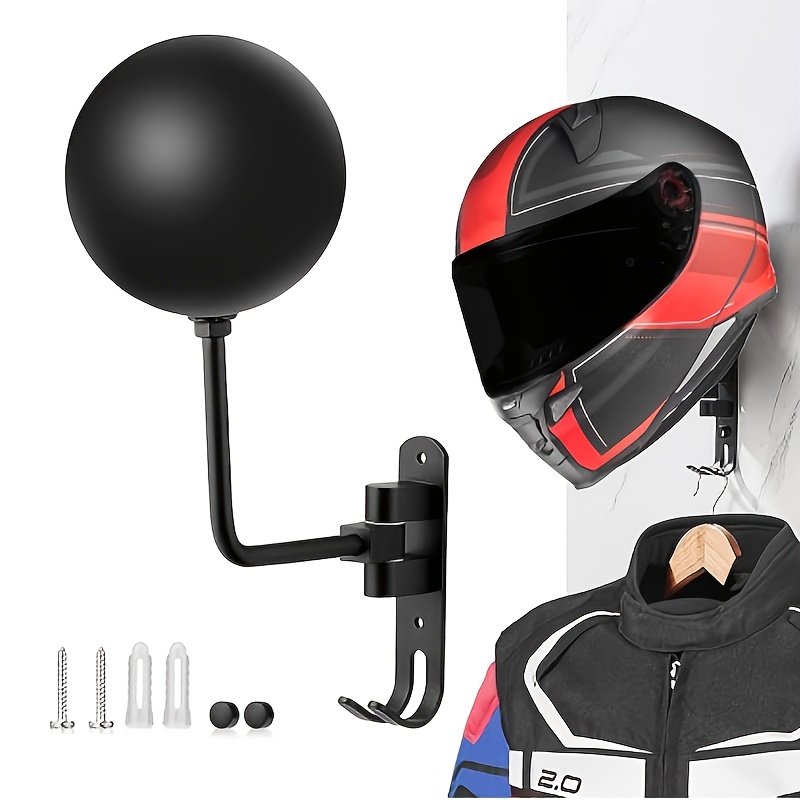 TEMU Rack Motorcycle Helmet Holder Wall-mounted With 180 Degree Rotation, With Motorcycle Accessories For Jackets, Hats, Footballs, Baseballs And