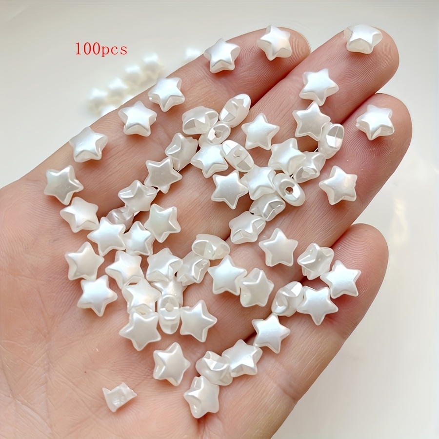100pcs Of 8mm White Pentagram Beads For Jewelry Making, Suitable For Bracelets And Necklaces