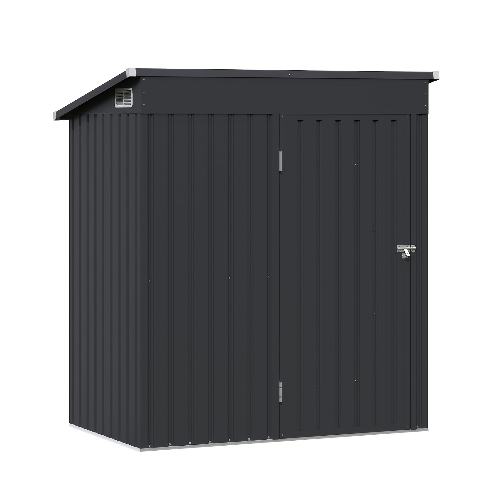 Image of 5 X 3ft Outdoor Storage Shed, Metal Garden Tool Shed With Lockable Door, Outdoor Storage Warehouse For Backyard, Patio & Lawn, Black Temporary Removable