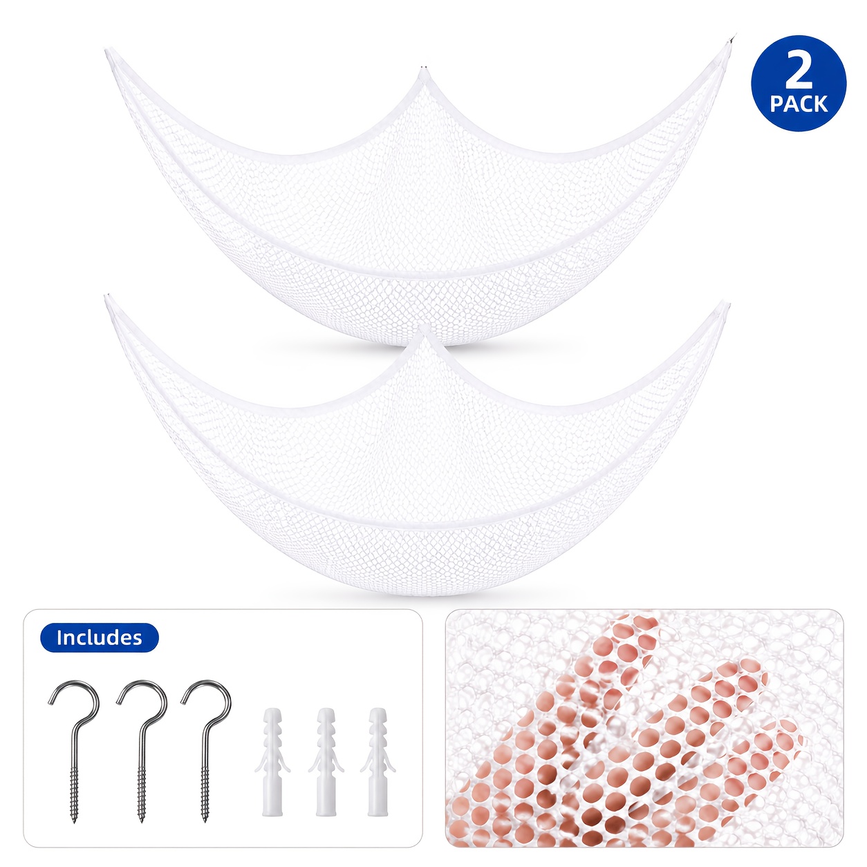 TEMU Paquete de 1/2 Red de Almacenamiento de Peluches para Esquina de Pared, Estante de Exhibición de Peluches de Malla Duradera para Dormitorio, ,