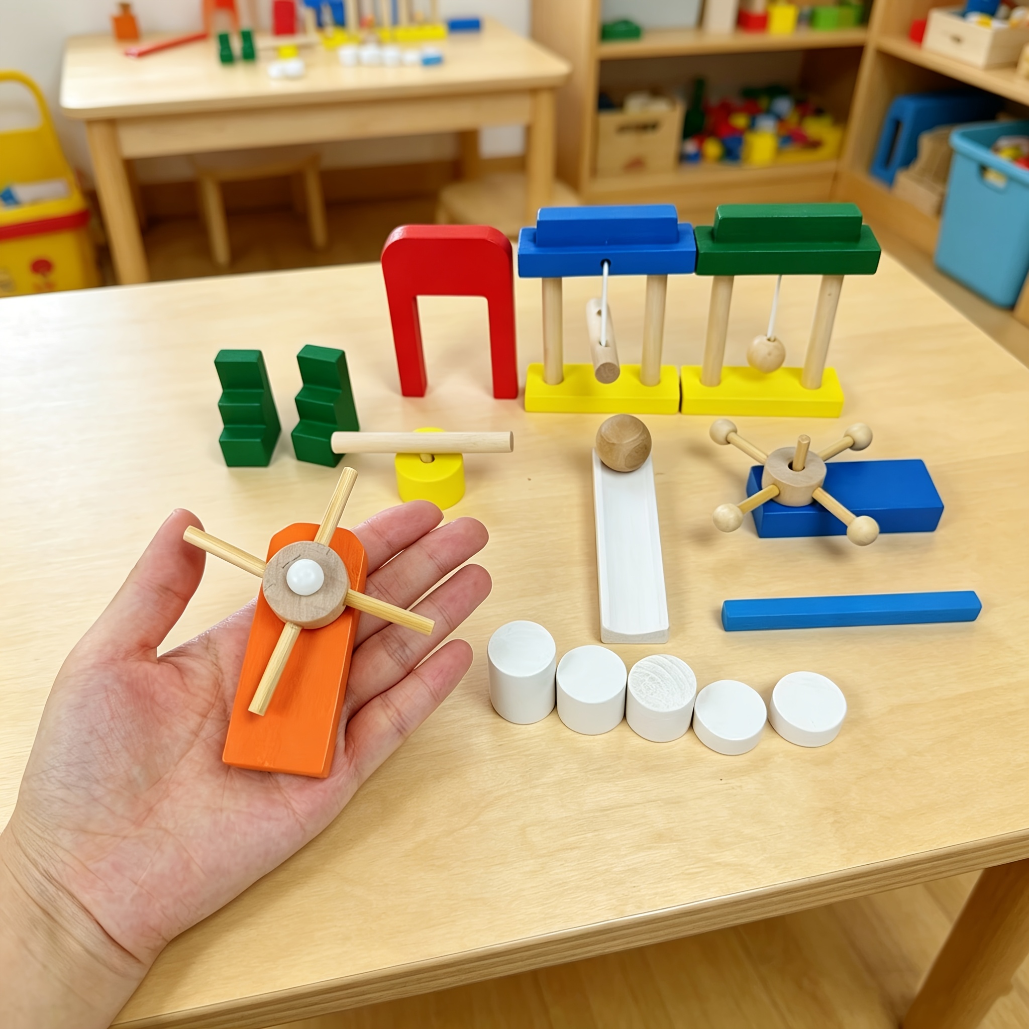 Wooden Domino Building Blocks Set with Accessories