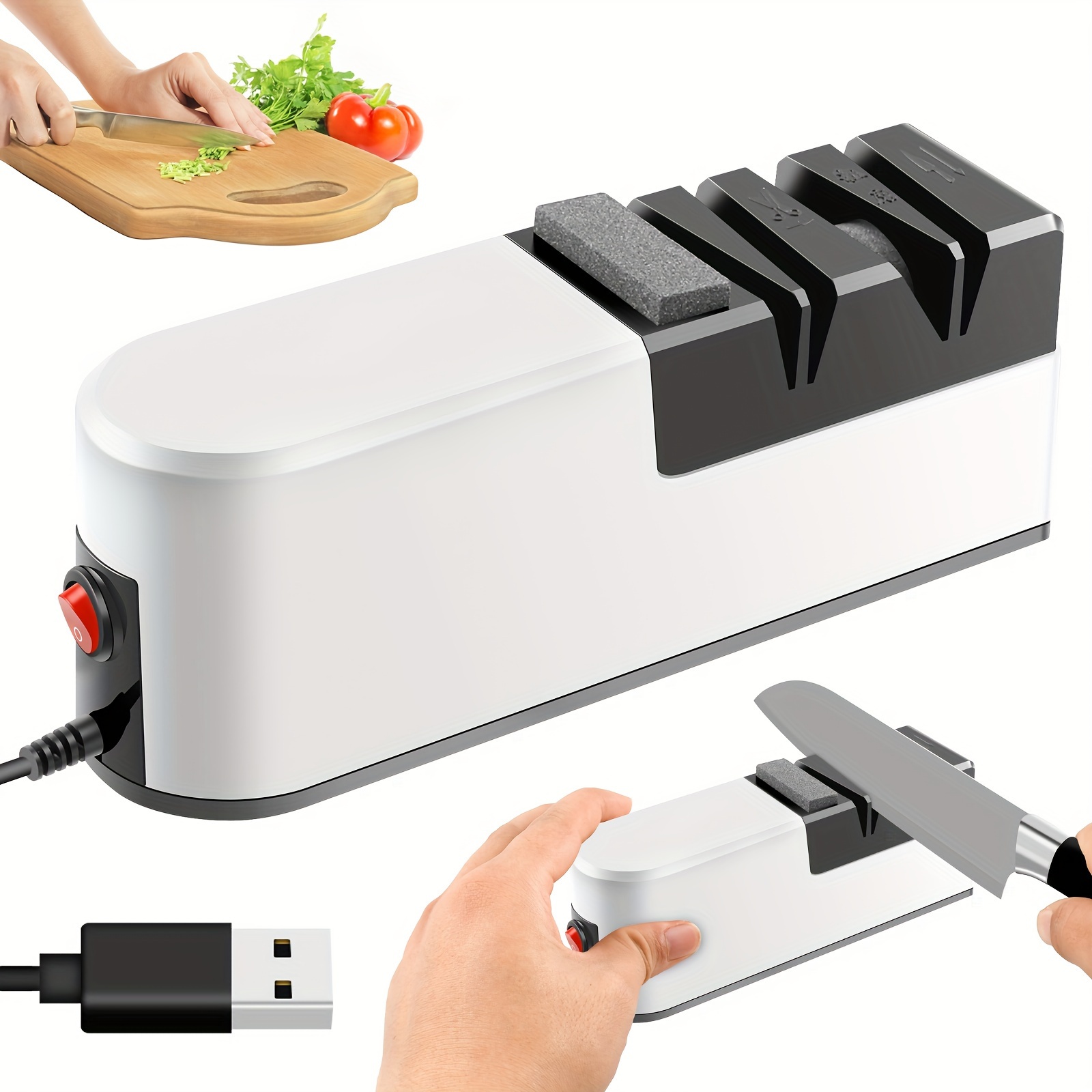 

- Electric Blade Sharpener - Usb Powered, Easy-to-clean Kitchen Gadget For Knives & Scissors With Replaceable Grinding Wheel - Sleek , Ideal For , Knife Sharpener