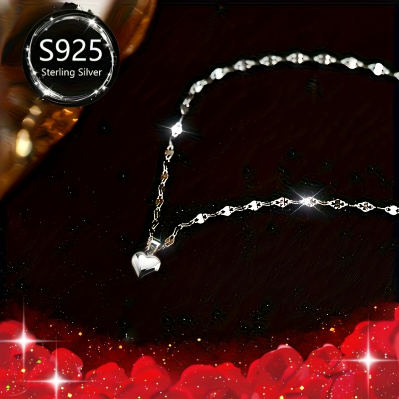 925 Silver Lip & Heart Pendant Necklace & Bracelet Set