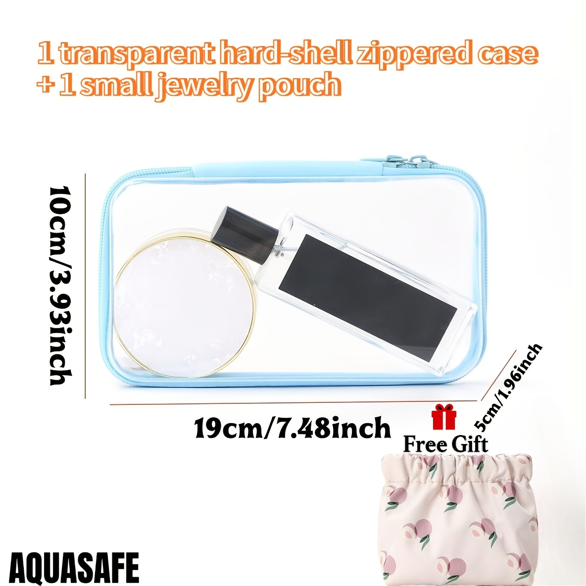 TEMU 2pcs Storage Set: 1 Transparent Zipper Pouch + 1 Small Jewelry Pouch With Chain Clasp. Suitable For Travel Toiletries, Diapers, Storage -
