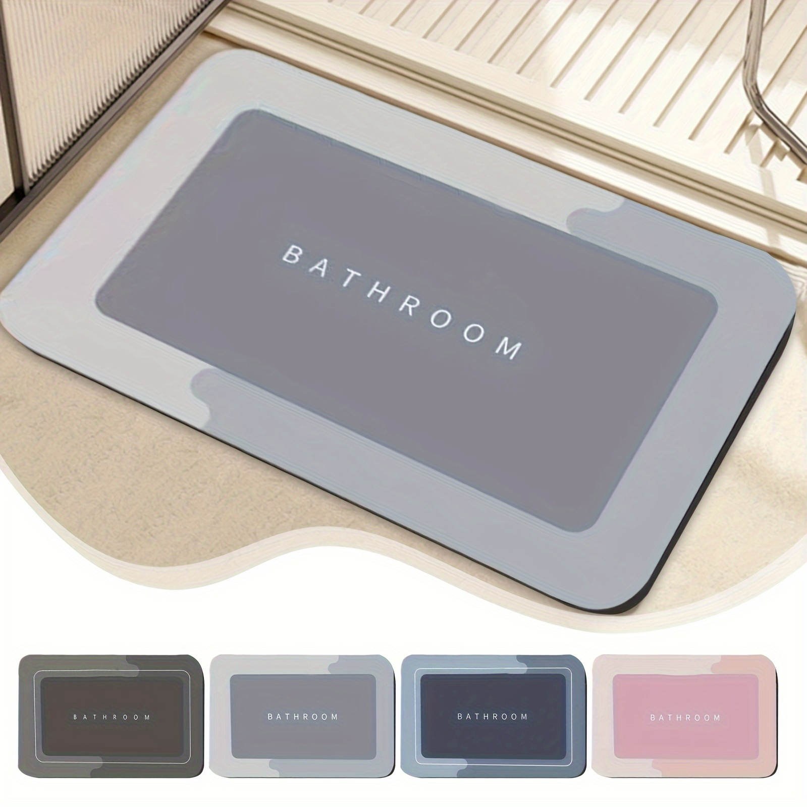 

Bath Mat, Mud Bath Mat Bathroom Mat Rug Non Slip Stain Proof Quick Dry Bathroom Rug Thin Bathroom Rug-bath Mats For Bathroom Floor Bathtub Vanity-bathmat Bath Rug Gray Bathroom Rugs