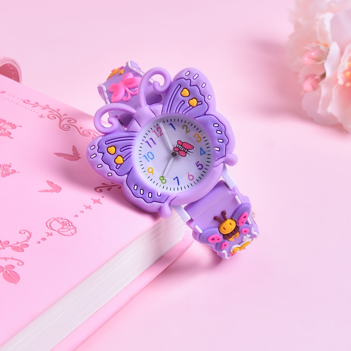 3D Soft Silicone Strap Cartoon Butterfly Watch for Kids