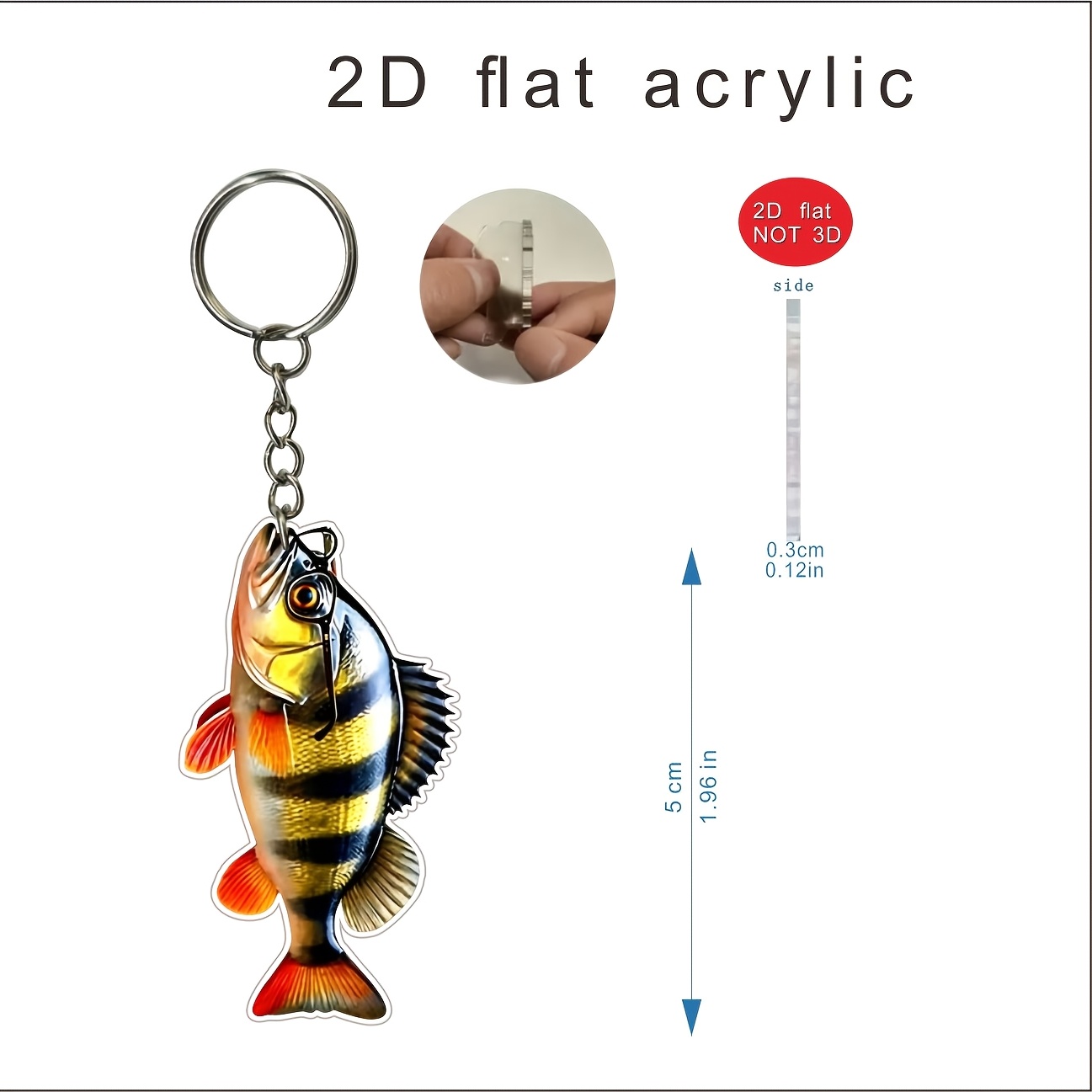 TEMU 2d Flat, 2d , Fishing Keychain, Keychain, Bag Hanging Ornament, A Gift For Relatives, Or On Special Occasions, 2d Flat