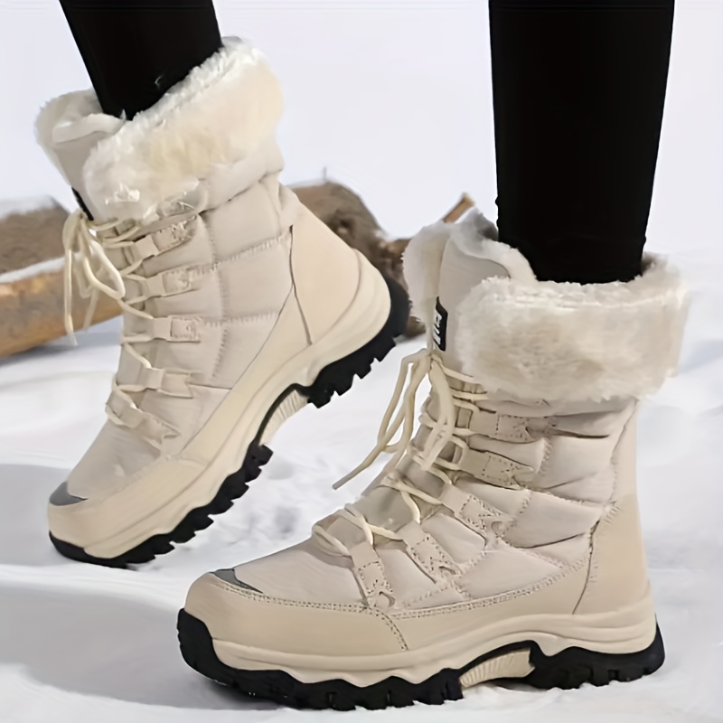 womens heavy duty snow boots with like collar cold resistant winter shoes anti slip rubber sole round toe for ice walking hiking skiing warm ankle boots wide width   for moms Product details 3