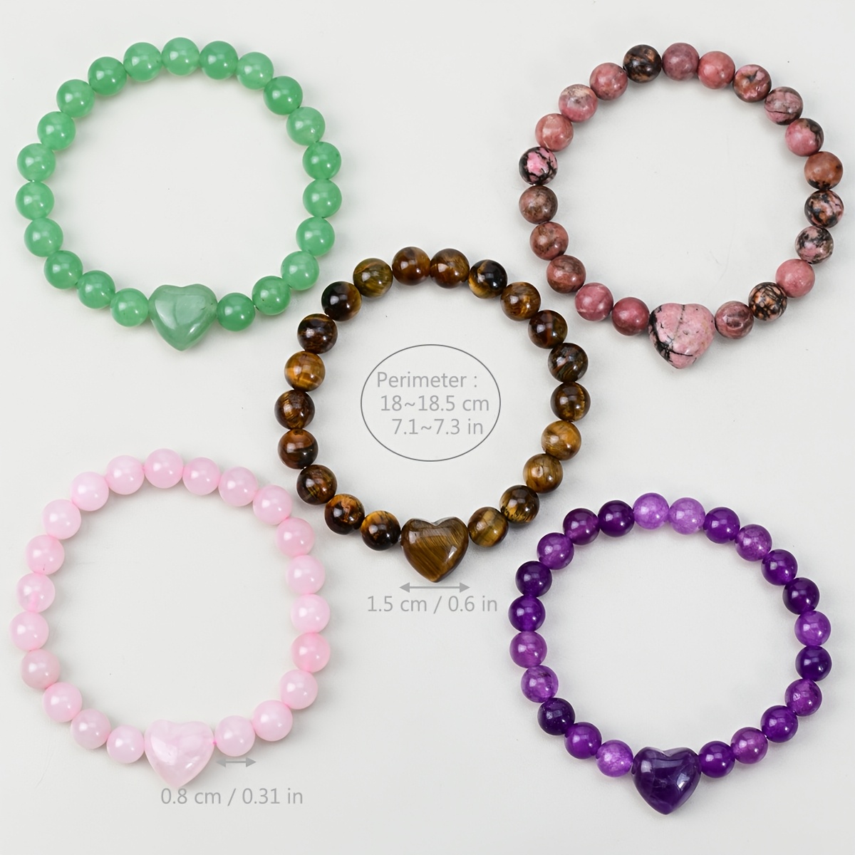 Women's Natural Stone Bead Bracelet Set, Rose Quartz & Amethyst