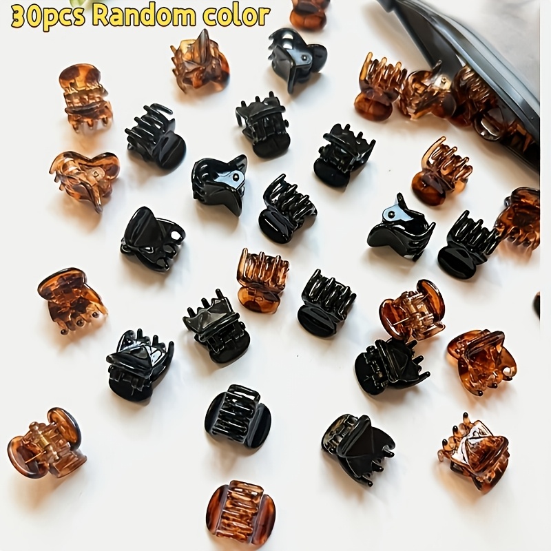 TEMU 30pcs Random Coffee-colored Plastic Hair Clips, Simple And Stylish Hair Claw Clips, Suitable For Daily Commuting And Outdoor Use