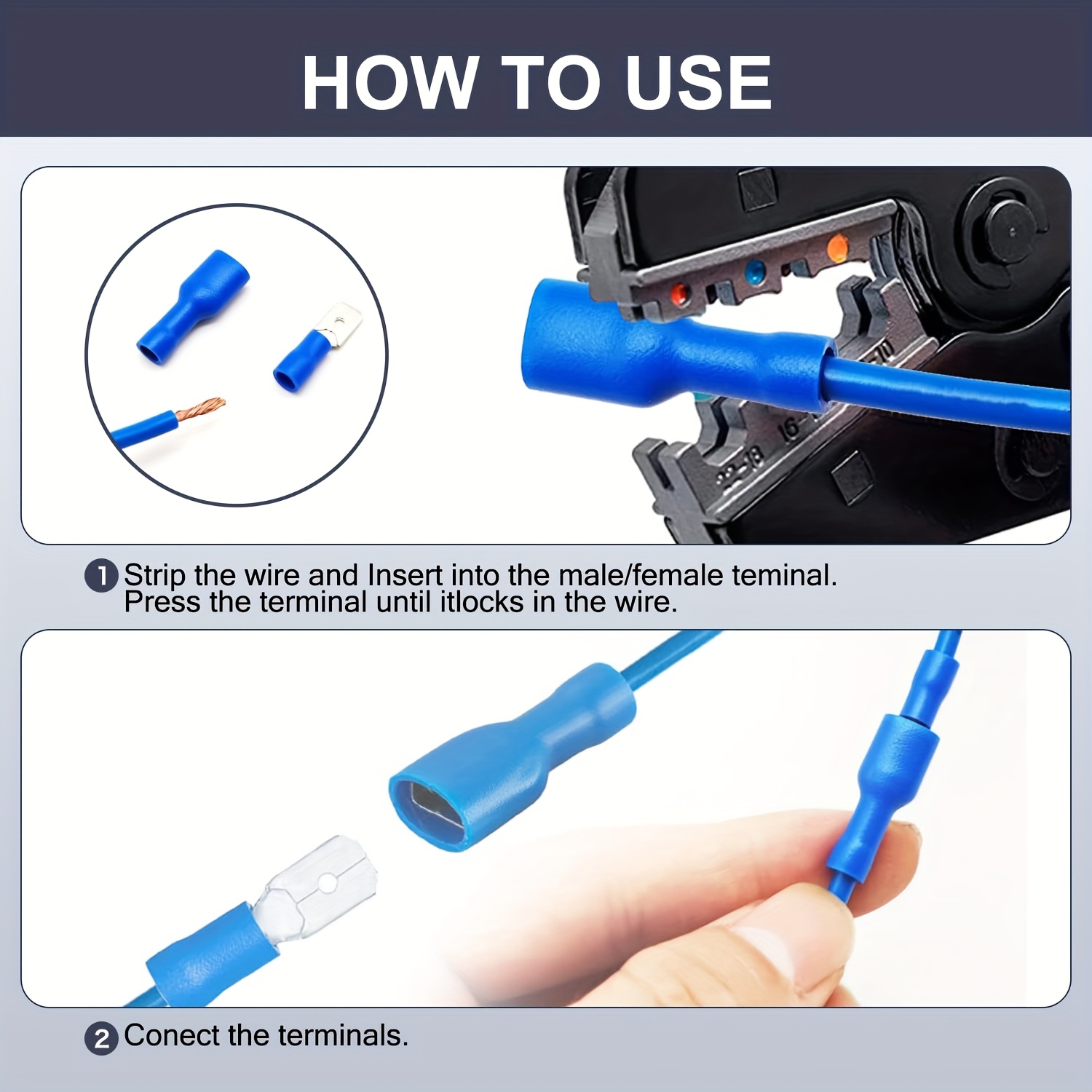 100 X PAIRS Yellow 6.3mm Male + Female Fully Insulated Crimp