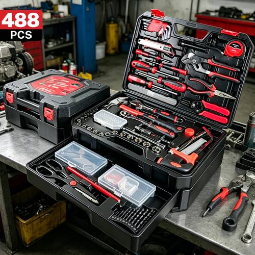 488pcs home kit complete mechanic set for car motorcycle bike repair maintenance with storage case