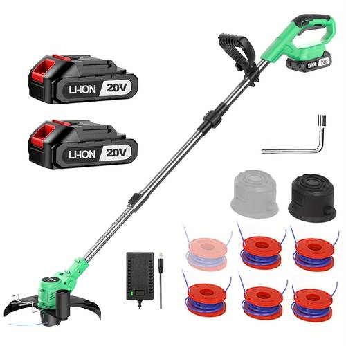 portable rechargeable electric lawn mower weeder with 2 2 0ah lithium batteries and 6 replaceable ropes multi functional whacker for yard and garden birthday gifts for best gifts for fathers and husbands