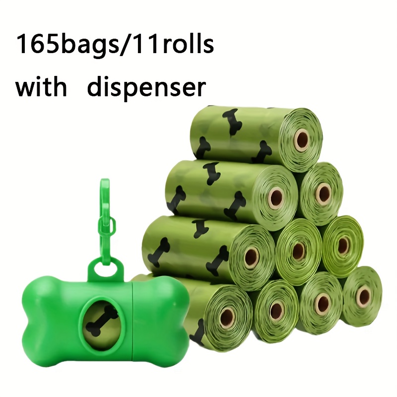 TEMU 11 Rolls/165 Bags Thick Pet Garbage Bag With 1 Dispenser, Extra Thick Dog Poop Bag, Sturdy And Leak Proof Cat And Dog Cleaning Bag, Essential Poop Picking Bag For Dogs, Without Battery