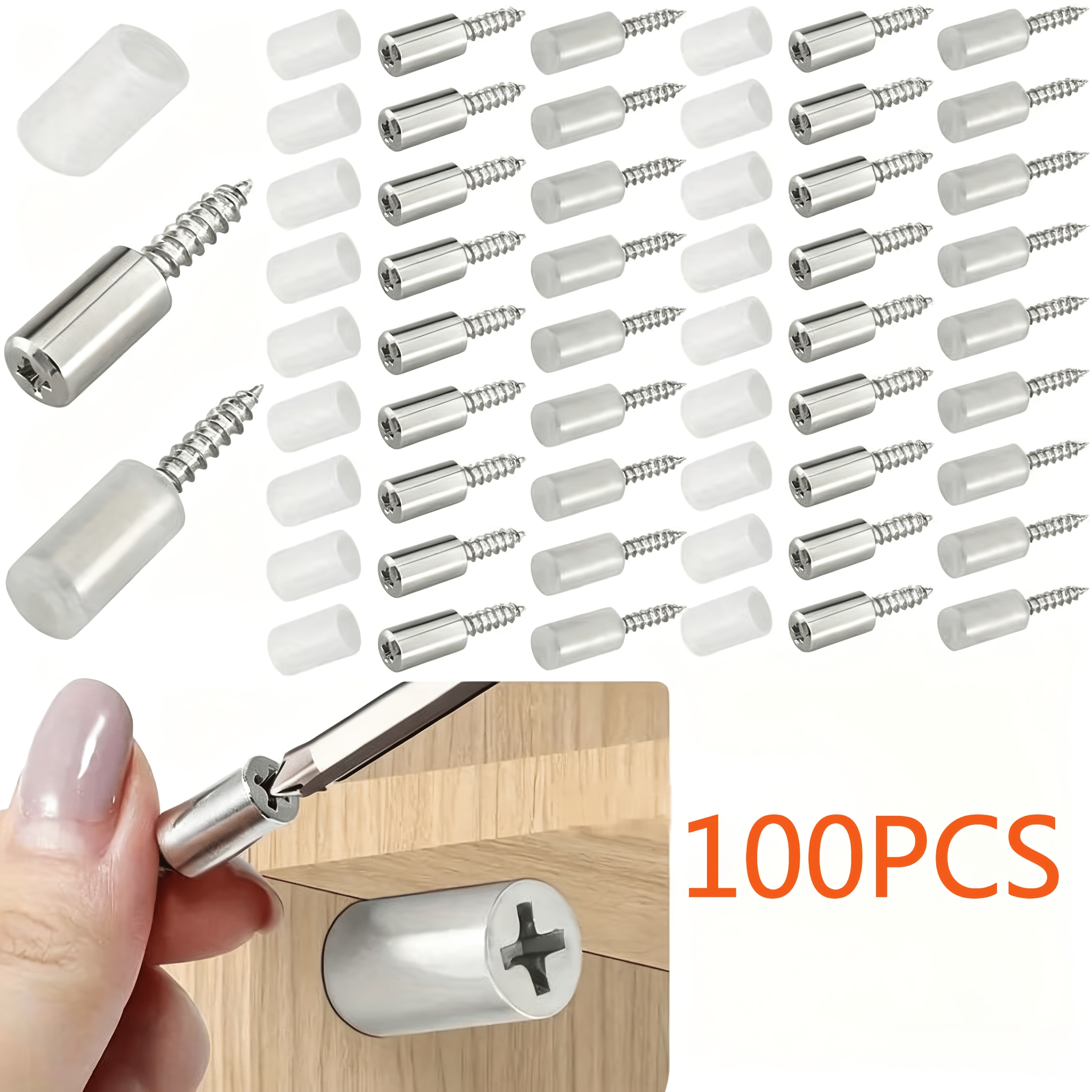 Image of 100/200/400 Self-tapping Shelf Support Nails With Non-slip Sleeves; -plated Round-head Phillips-head Screws-suitable For Cabinets, Shoe Racks, And Shelves-home Improvement And Diy Projects
