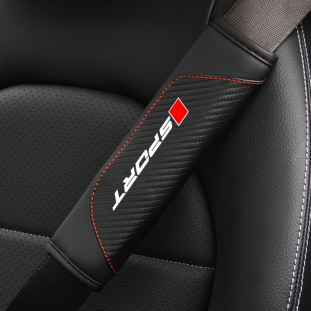

2-pack Carbon Fiber Car Seat Belt Pad Covers With Sponge Filler, Universal Leather Shoulder Strap Cushions For Mercedes Volkswagen Toyota Vehicles