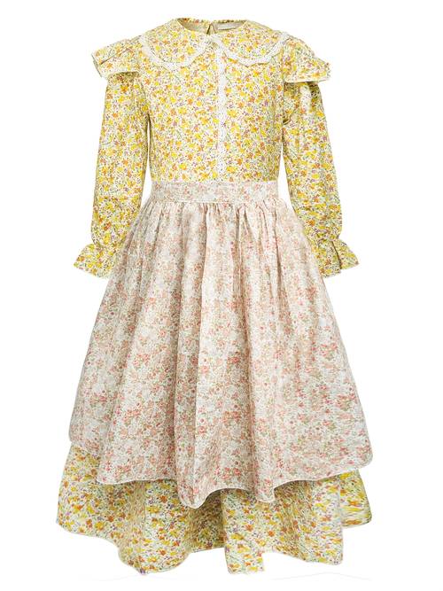medieval european colonial girl dress apron two piece set