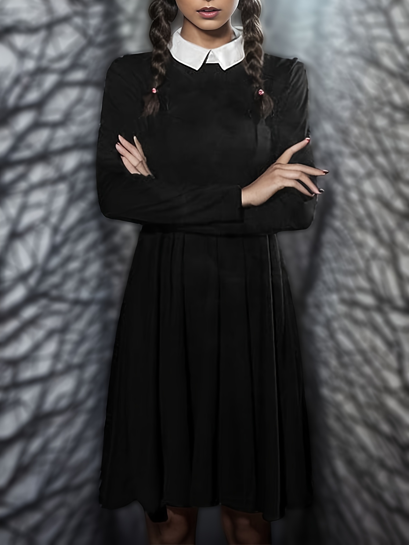 elegant knee length black dress sold on Temu Canada