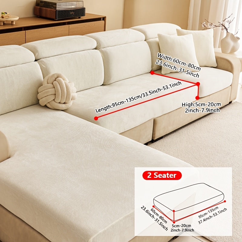 TEMU elástica para sofá de color liso, 1 pieza, para cojín de asiento de sofá para toda estación, protector de asiento de sofá de envoltura completa,