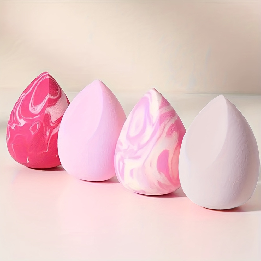 TEMU 4pcs Makeup Sponge Set, Pastel -use (dry/wet) Blenders For Liquid, Cream, And Powder Foundations, Hypoallergenic Hydrophilic Polyurethane,