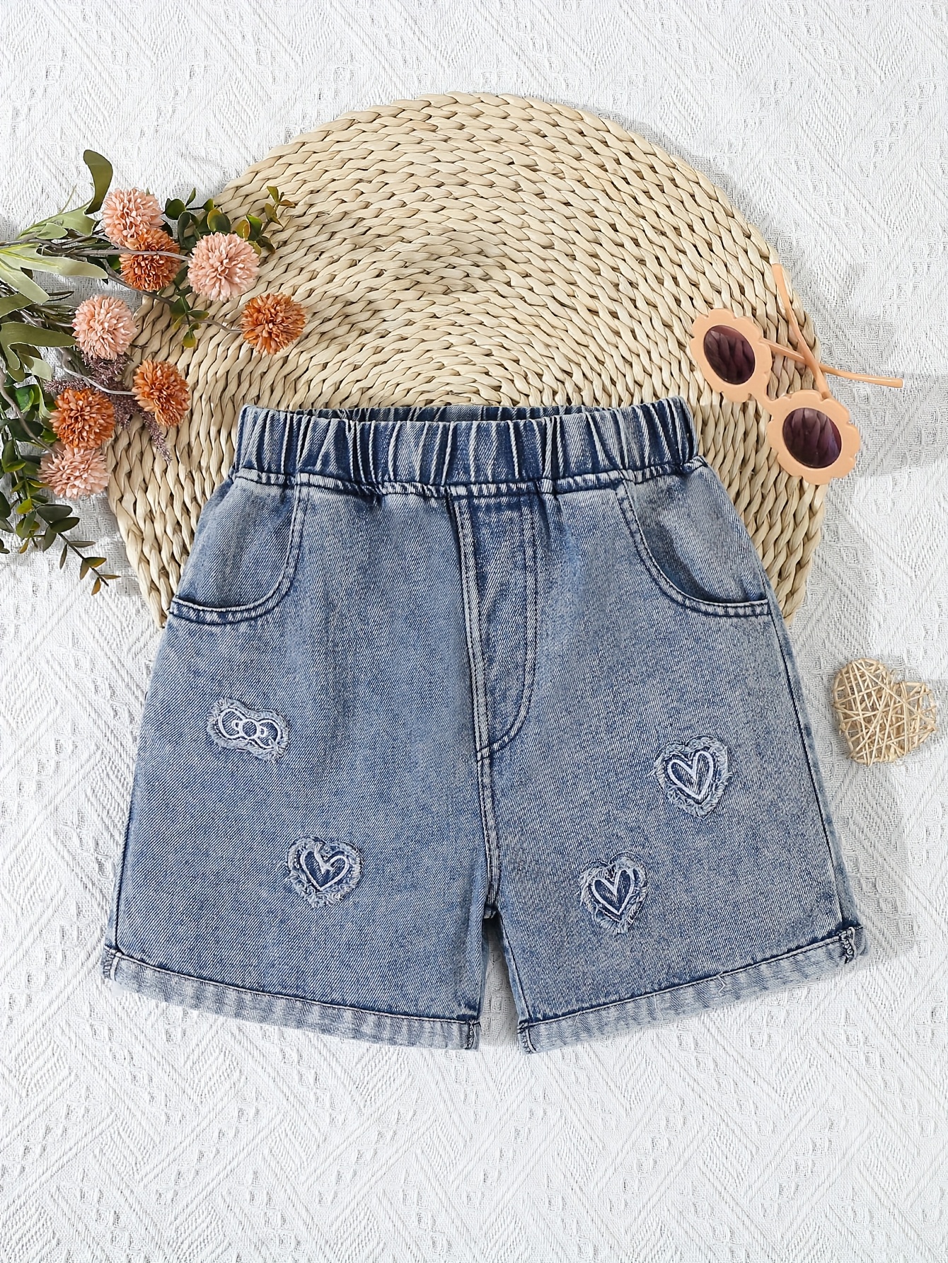 The Versatile Denim Shorts Feature Stylish Embroidery Made from Soft And  Comfortable Fabric with Delicate And Cute Embroidered Patterns Summer 