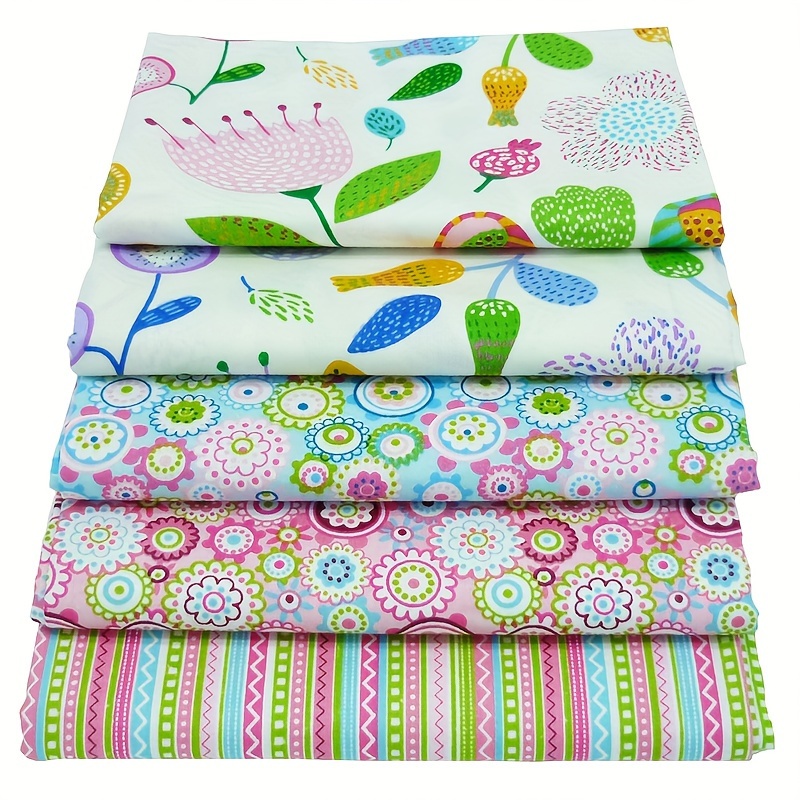 

Summer Blossom Cotton Fabric Bundle - 5 Pcs, 18x22", Pre-cut For Quilting & Sewing Projects