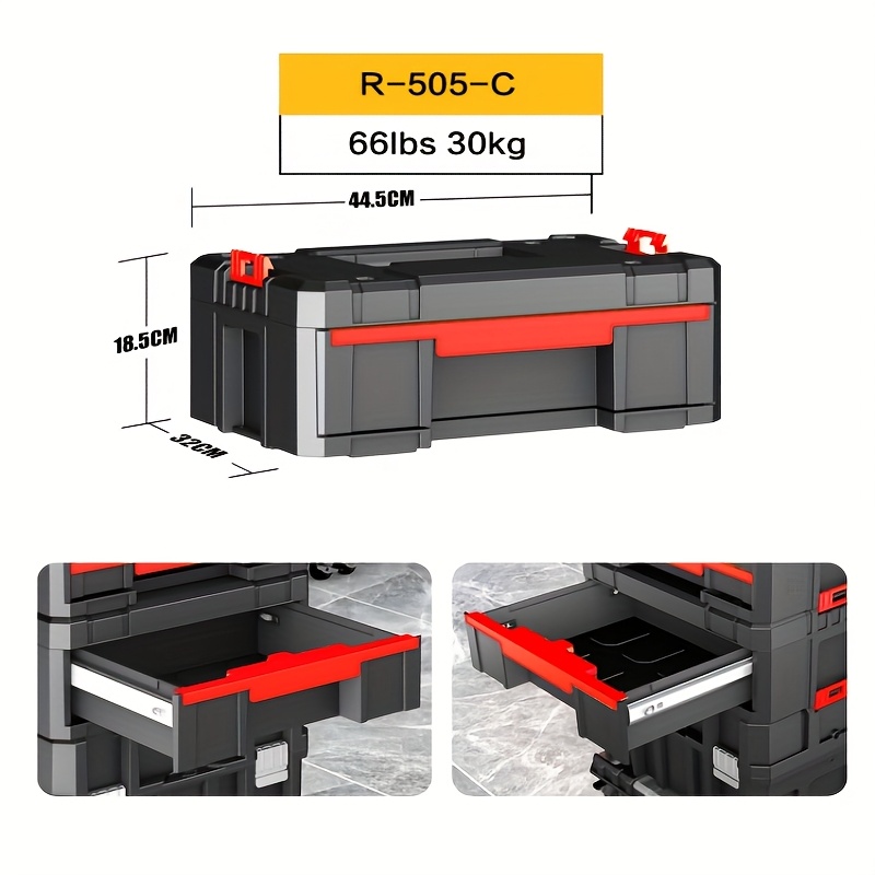 TEMU Electric Multifunctional Stackable Rolling Toolbox, Plastic Portable Folding Toolbox With Wheels, Large Capacity Repair Toolbox, Suitable For