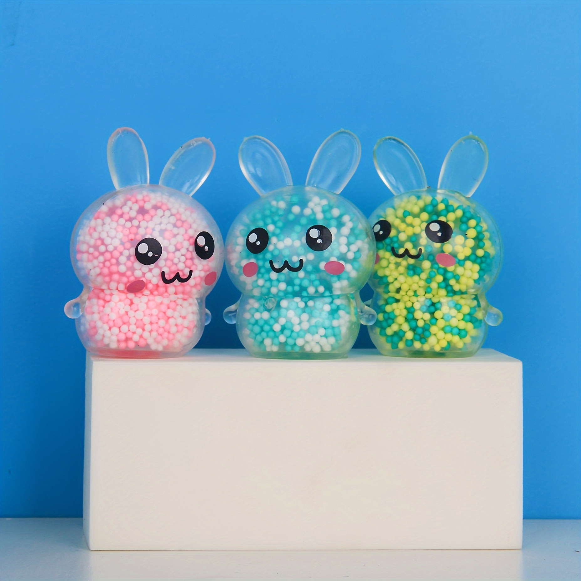 6pcs Mixed Color Squishy Bunny Stress Balls, Stress Relief Toys, Colorful, Easter Bunny Rabbit Sensory Relief, for Girls, Kids, Adults, Easter Party Gifts Favors