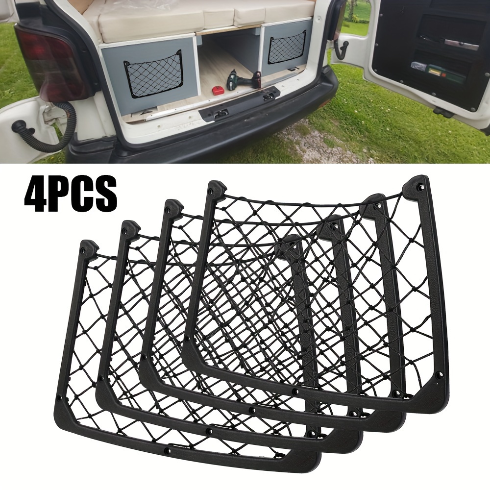 

4pcs Car Storage Net Seat Back Cargo Mesh Stand Belt Holder Kit Auto Organizer Motorhome Bus Camping Vehicle Accessories