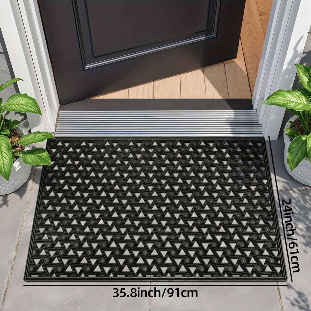 Image of 1pc Door Mat Outdoor Door Mat, Front Door Mat Outside Entrance, Welcome Doormat, Drainage Heavy Duty Entry Mats With Non Slip Backing, Low Profile Washable For Patio Entryway