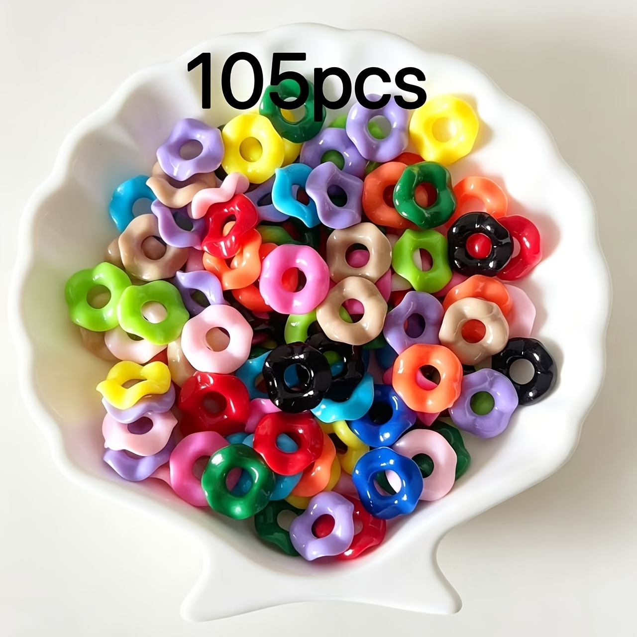 TEMU 105 pz Perline Acriliche Ondulate con Foro Grande, Colori Casuali, Perline a Pizzo Impilabili per Creazioni Fai da Te, Ciondoli, Penne con