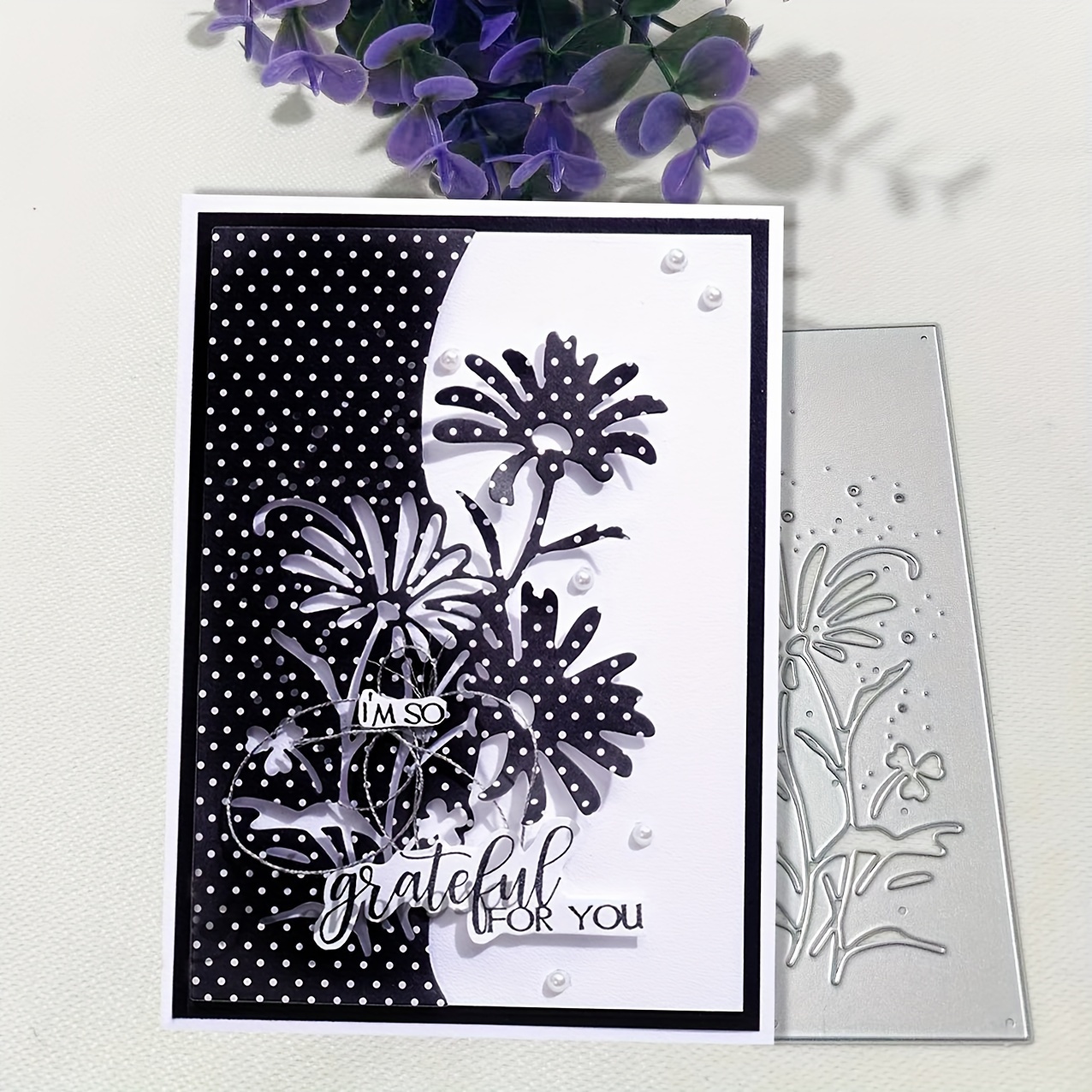 

1pc Flower Background Metal Die Cut, Diy Scrapbooking Embossing Stencil, Handmade Greeting Card Making Metal Cutting Dies, Gift Card Making Tools