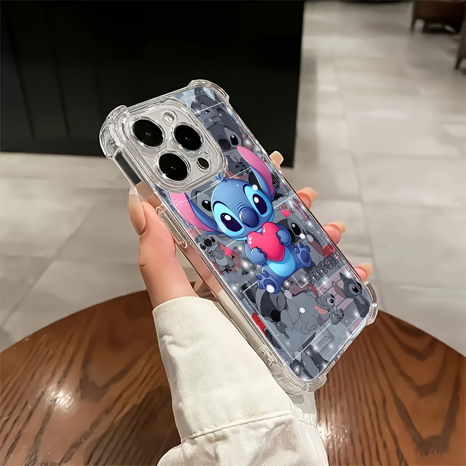 Disney Officially Licensed, The Adorable Moments of Stitch Cute Four-Corner Anti-Drop Full Protection Transparent Phone Case, for iPhone 16/15/14/13/12/11/X/XS/XS Max/Pro/Pro Max/Plus, Birthday Gift, Holiday Gift, Valentine's Day Gift, Perfect Gift