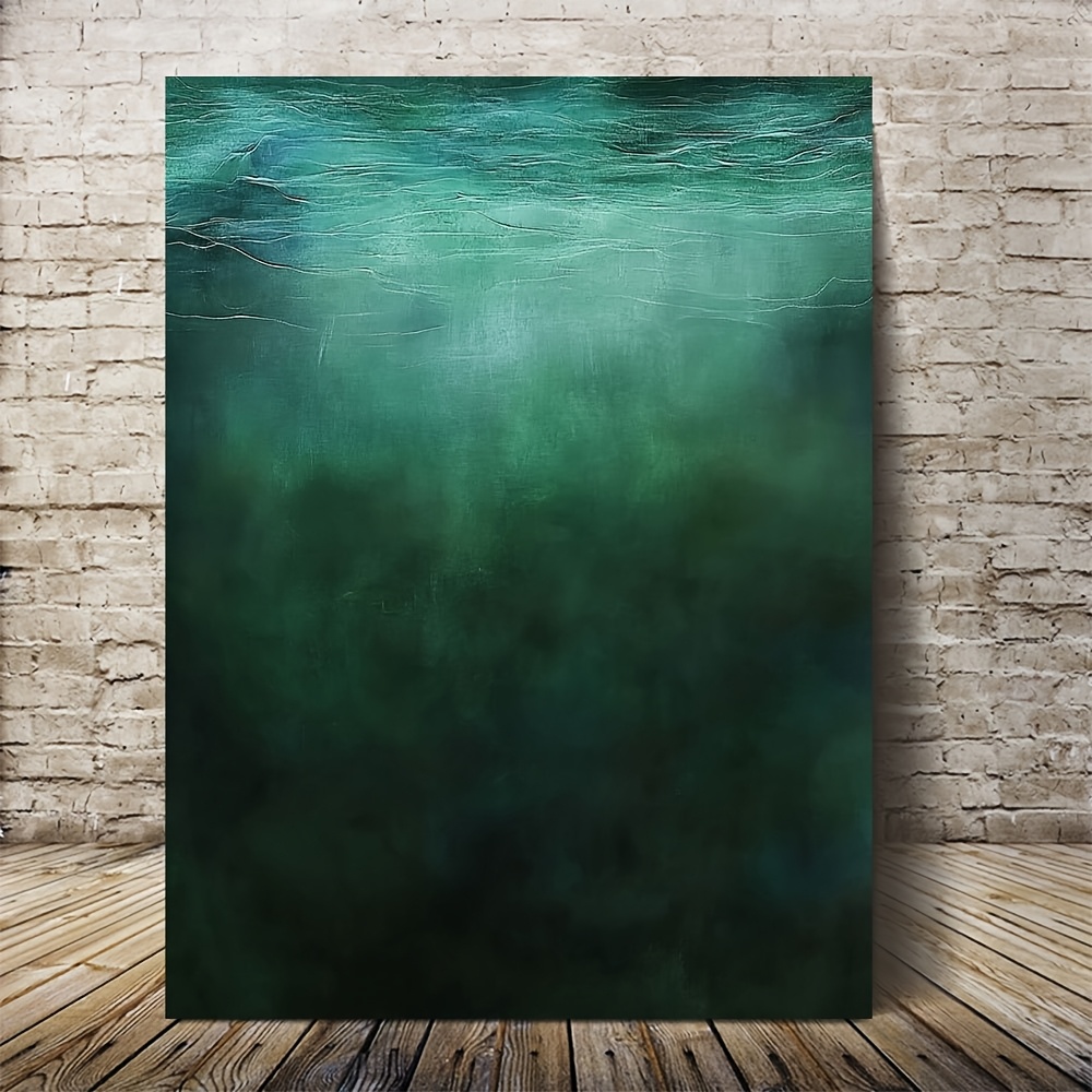 TEMU 1pc Dark Green Abstract Canvas Wall Art - 11.8x15.7 Inch (29.97x39.88cm) Textured Frame, Contemporary Bohemian , High-quality Canvas Print For