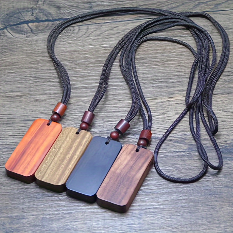 

Diy Ebony Wood Pendant Necklace - Unisex Long Blank For Personalized Engraving, Jewelry Making Supplies