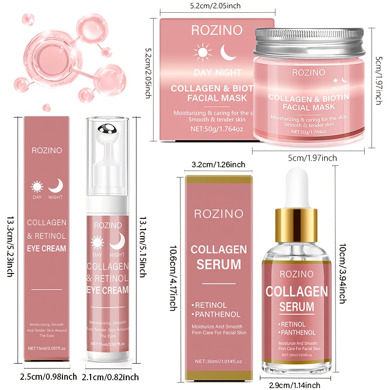 Immediately Lift And Firm Up. 4pcs 5IN1 Collagen Cream Eye Cream Mask Serum Set, Skin Care, Firming And Balancing Skin Tone, Smoothing Skin, Boost Radiance, The Look Or The Signs of Aging - Image 4