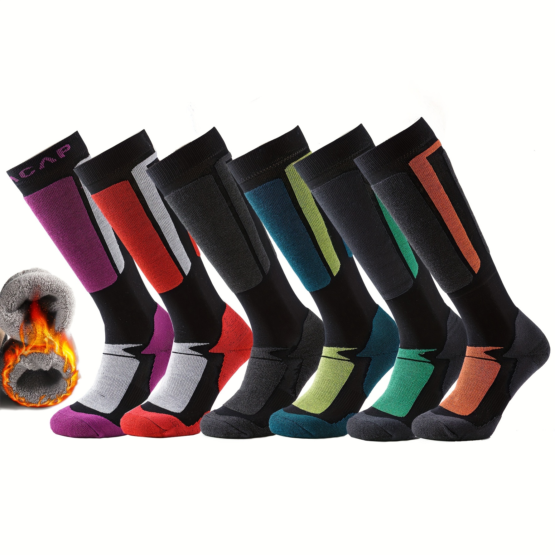 

1 Pair Of Men's Thermal Knee- Socks, Comfy & Breathable, Elastic Snowboard Skiing Socks For Outdoor