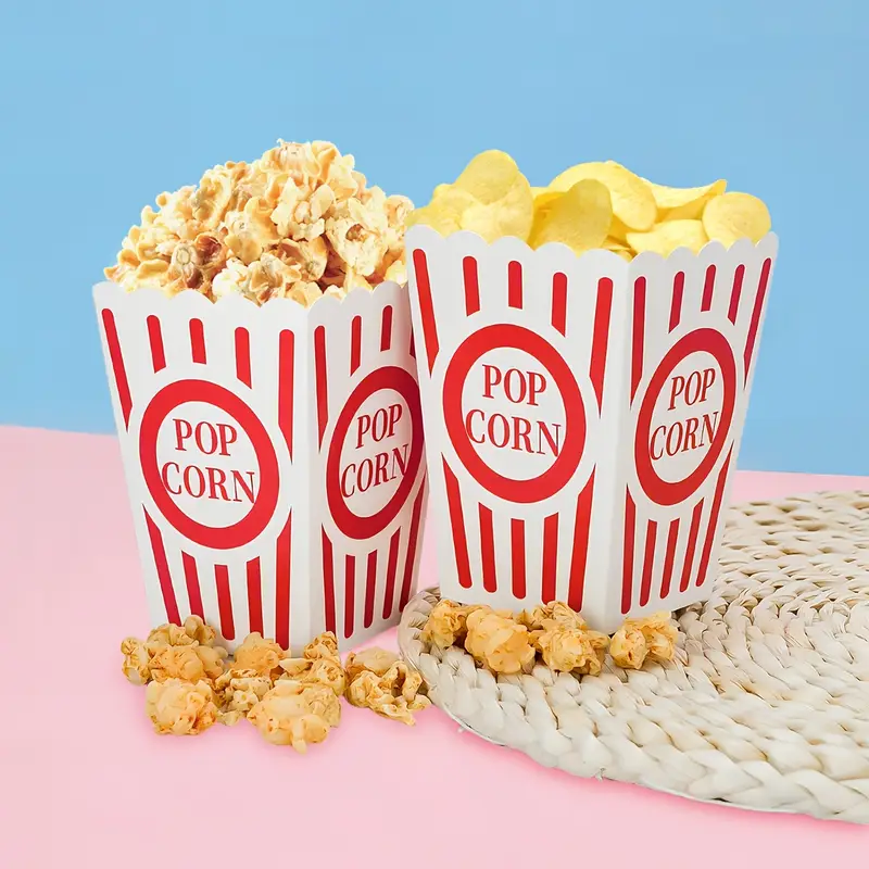 6 stk./12 stk./24 stk. gestreifte popcorn boxen in rot pink
