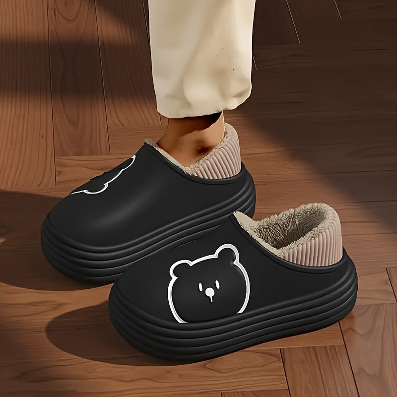 Pantoffels voor dames en heren, uniseks, pluche, pantoffel gevoerd, licht, ademende pantoffels voor heren, dames, winter, hotel, zwart, 37 EU
