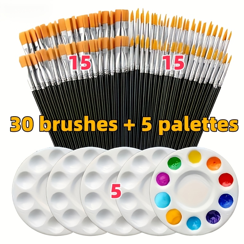 Image of 30 Brushes + 5 Palettes-suitable For Oil Painting Andwatercolor Painting, An Gift For New Year Andchristmas For Professional Artistic Use For Professionalartistic Use For Professional Artistic Use
