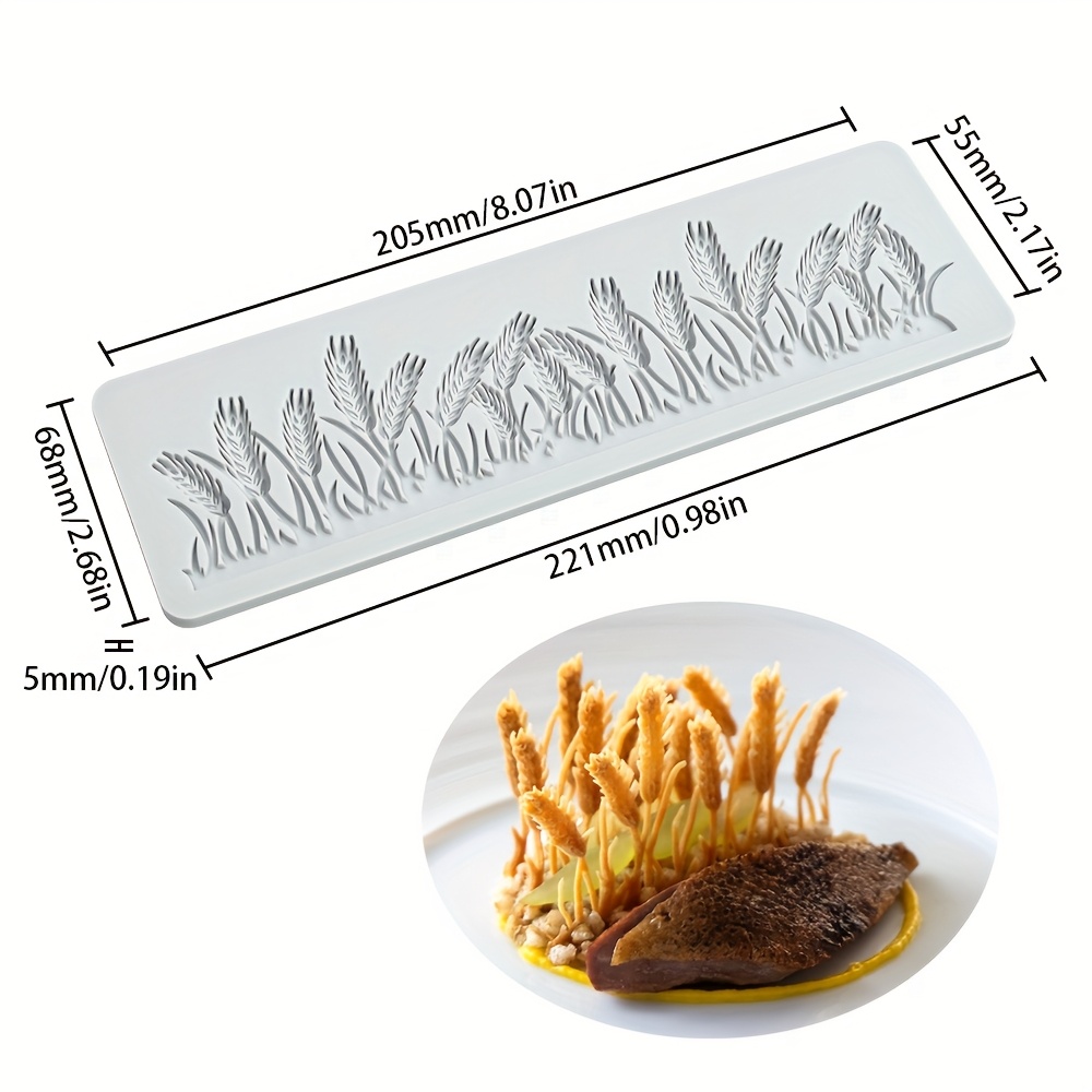 Image of 1pc Wheat Pattern Silicone Lace Mat, Chocolate Gummy Cake Tool, Wheat Field Landscape Plating Mold, For Cake Decoration, Gummy Impression Mat Mold, , Cake, Chocolate Making, Chinese And Western Food
