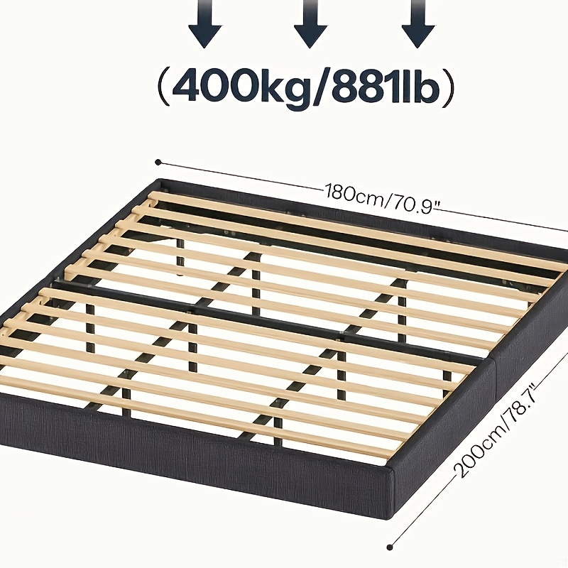 Image of Bed 180 X 200cm Guest Bed With Charging Station, Bed Frame 180 X 200cm, Bed Frame, Double Bed, Easy To Assemble, Suitable For Bedroom, , Dark Gray
